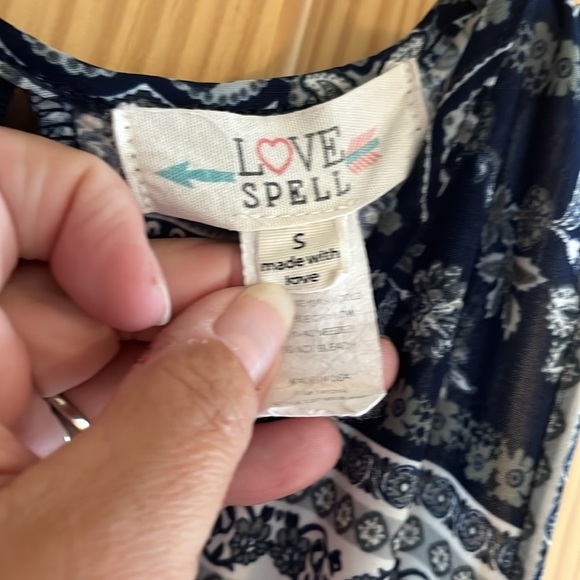 Love Spell Navy‎ Blue Paisley Tank Top Size Small - Picture 5 of 9